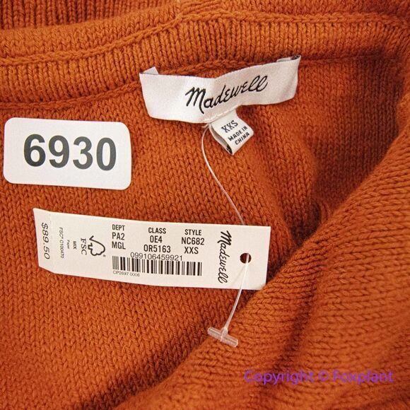 NEW Madewell‎ Clairview Hoodie Sweater, color Maple Glow, XXS - Picture 14 of 16